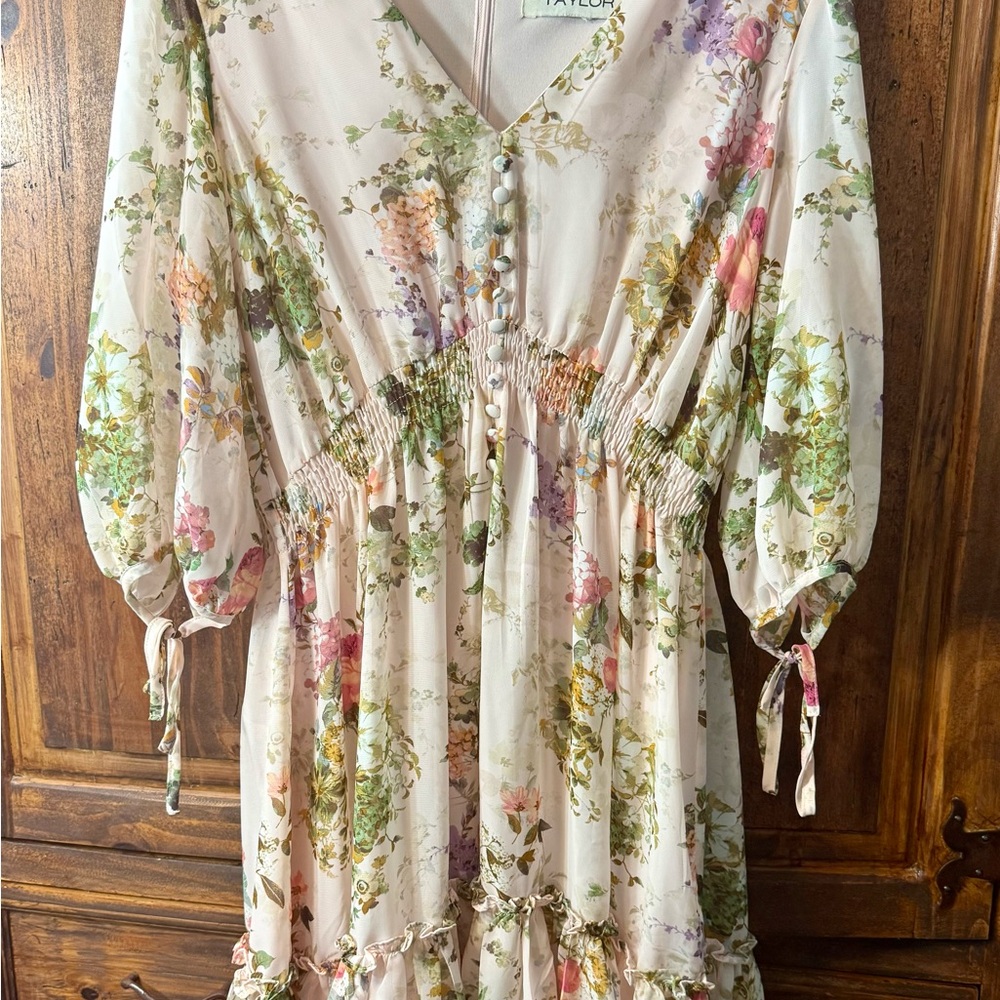 Taylor Pastel Floral V-Neck Dress